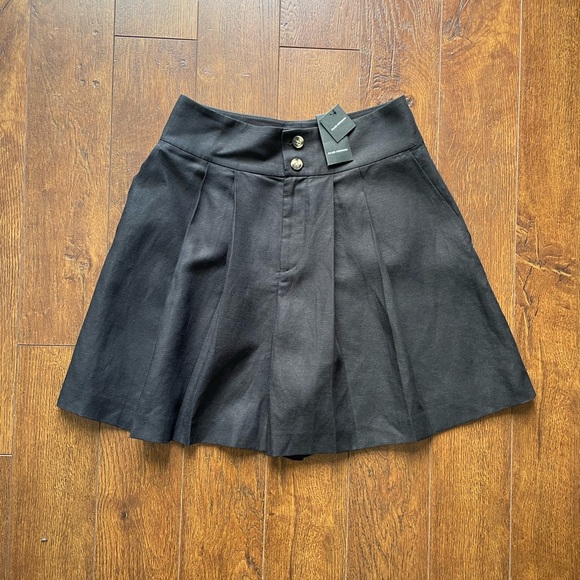 Large NWT Club Monaco Linen High Waist Bermuda Shorts. Sz 8. Black. - Picture 2 of 9
